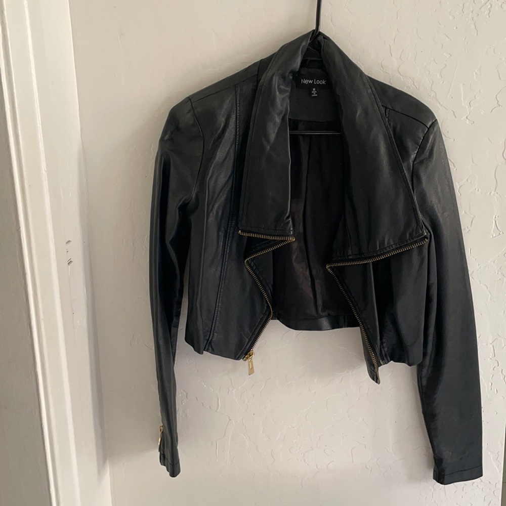Black leather jacket size medium